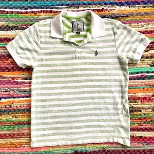 Volcom ~ Green stripe polo
